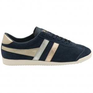 Gola Classics Bullet Mirror Trident Sneakers Azul Marino Plateados Dorados Mexico | LAB-287064