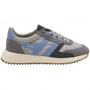 Gola Classics Chicago Sneakers Grises Claro Azules Azules Mexico | ILZ-308654