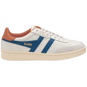 Gola Classics Contact Leather Sneakers Blancos Azules Naranjas Mexico | ZWJ-619570