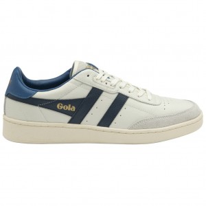 Gola Classics Contact Leather Sneakers Blancos Azul Marino Azules Mexico | QAN-938650