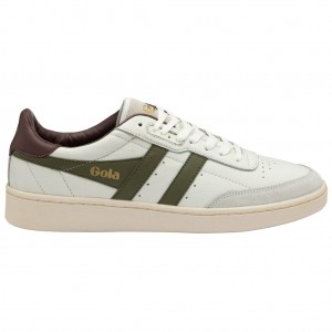 Gola Classics Contact Leather Sneakers Blancos Kaki Vino Mexico | PMF-817369