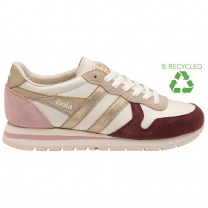Gola Classics Daytona Quadrant Sneakers Blancos Dorados Rosas Mexico | ZSF-286043