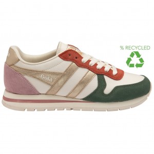 Gola Classics Daytona Quadrant Sneakers Blancos Dorados Rosas Mexico | ROJ-723045
