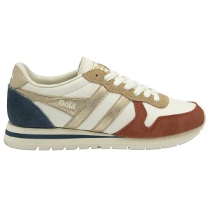 Gola Classics Daytona Quadrant Sneakers Blancos Naranjas Dorados Mexico | PTK-342875