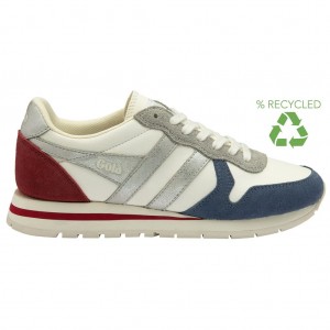Gola Classics Daytona Quadrant Sneakers Blancos Plateados Rojos Oscuro Mexico | HPU-951324