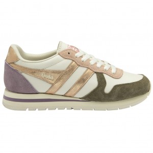 Gola Classics Daytona Quadrant Sneakers Blancos Kaki Rosas Dorados Mexico | VEQ-398501
