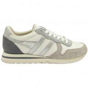 Gola Classics Daytona Quadrant Sneakers Blancos Grises Plateados Mexico | EIQ-426859