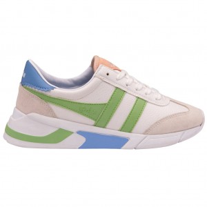 Gola Classics Eclipse California Sneakers Blancos Verdes Azules Mexico | ZCQ-394527