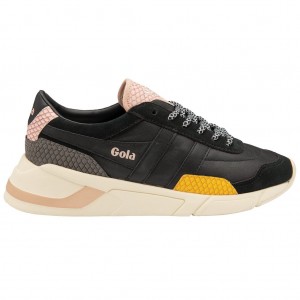 Gola Classics Eclipse Trident Snake Sneakers Negros Rosas Mexico | DPF-540329