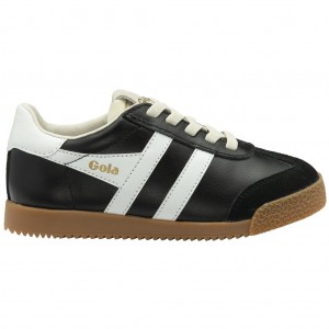 Gola Classics Elan Leather Sneakers Negros Blancos Mexico | RFO-185724