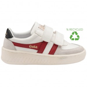 Gola Classics Grandslam Classic Strap Sneakers Blancos Rojos Oscuro Negros Mexico | HSZ-468031