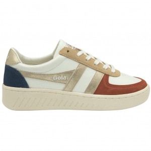 Gola Classics Grandslam Quadrant Sneakers Blancos Naranjas Dorados Mexico | UVE-598420