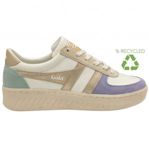 Gola Classics Grandslam Quadrant Sneakers Blancos Lavanda Dorados Verdes Mexico | IJB-864701