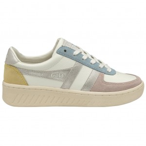 Gola Classics Grandslam Quadrant Sneakers Blancos Plateados Azules Mexico | FVS-453876