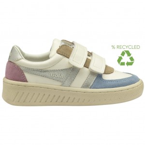 Gola Classics Grandslam Quadrant Strap Sneakers Blancos Plateados Mexico | GDC-928054