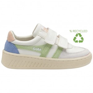 Gola Classics Grandslam Trident Strap Sneakers Blancos Verdes Rosas Mexico | JIC-964725