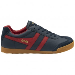 Gola Classics Harrier Leather Sneakers Azul Marino Rojos Oscuro Rojos Oscuro Mexico | KTX-684175