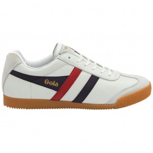 Gola Classics Harrier Leather Sneakers Blancos Azul Marino Rojos Mexico | SLK-548720