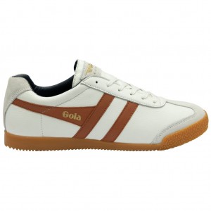 Gola Classics Harrier Leather Sneakers Blancos Naranjas Azul Marino Mexico | TWR-385692