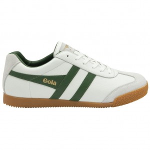 Gola Classics Harrier Leather Sneakers Blancos Verdes Verdes Mexico | NHR-467219