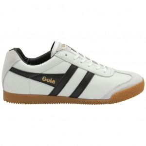 Gola Classics Harrier Leather Sneakers Blancos Negros Negros Mexico | OLJ-508173