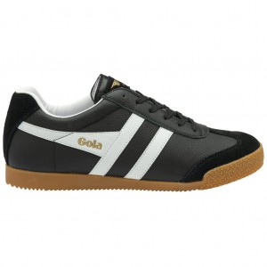 Gola Classics Harrier Leather Sneakers Negros Blancos Blancos Mexico | BCL-065734