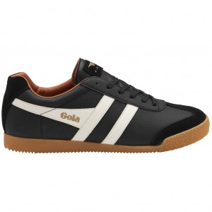 Gola Classics Harrier Leather Sneakers Negros Blancos Naranjas Mexico | UYL-054173
