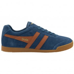 Gola Classics Harrier Suede Sneakers Azules Naranjas Mexico | ALW-482615