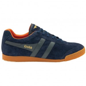 Gola Classics Harrier Suede Sneakers Azul Marino Naranjas Mexico | DQI-470568