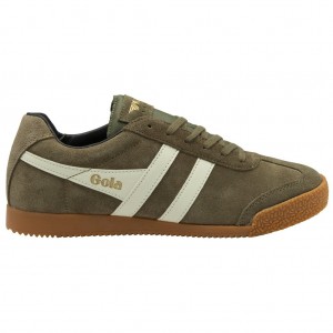 Gola Classics Harrier Suede Sneakers Kaki Blancos Negros Mexico | CKF-186754