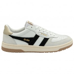 Gola Classics Hawk Sneakers Blancos Negros Dorados Mexico | ZBM-618439