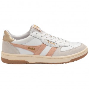 Gola Classics Hawk Sneakers Blancos Rosas Dorados Mexico | DTX-897306