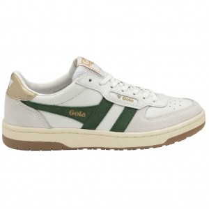 Gola Classics Hawk Sneakers Blancos Verdes Oscuro Dorados Mexico | SKA-593064