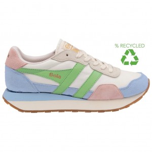 Gola Classics Indiana Sneakers Blancos Azules Verdes Mexico | VXD-758293