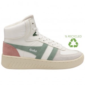 Gola Classics Slam Trident Sneakers Blancos Verdes Coral Rosas Mexico | TBZ-230758