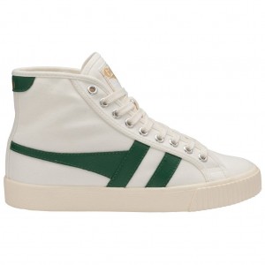Gola Classics Tennis Mark Cox High Sneakers Blancos Verdes Oscuro Mexico | AJT-670534