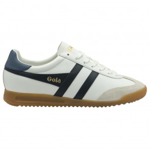 Gola Classics Torpedo Leather Sneakers Blancos Azul Marino Mexico | QRN-013276