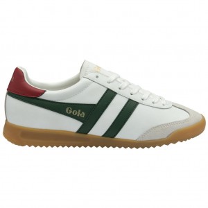 Gola Classics Torpedo Leather Sneakers Blancos Rojos Oscuro Mexico | DIK-305891