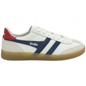 Gola Classics Viper Leather Sneakers Blancos Rojos Oscuro Mexico | INZ-531264