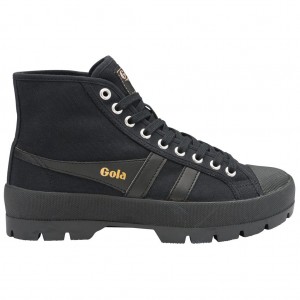 Gola Vegan Classics Coaster Peak High Sneakers Negros Negros Negros Mexico | VZY-736918