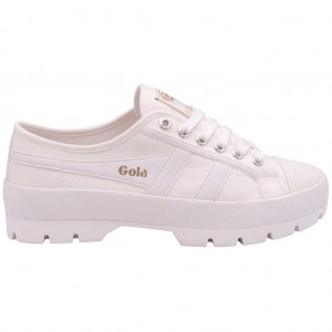Gola Vegan Classics Coaster Peak Sneakers Blancos Blancos Mexico | RUX-745802