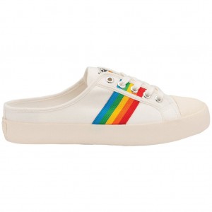 Gola Vegan Classics Coaster Rainbow Mule Plimsolls Shoes Blancos Mexico | BDE-857246
