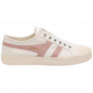 Gola Vegan Classics Coaster Slip Shoes Blancos Rosas Mexico | DFL-012786