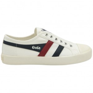 Gola Vegan Classics Coaster Slip Shoes Blancos Azul Marino Rojos Mexico | UGY-923174