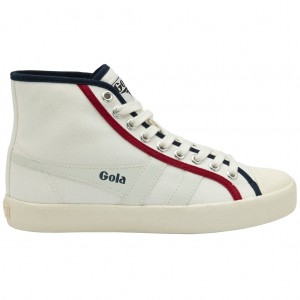 Gola Vegan Classics Coaster Smash High Shoes Blancos Azul Marino Rojos Oscuro Mexico | HGE-637201