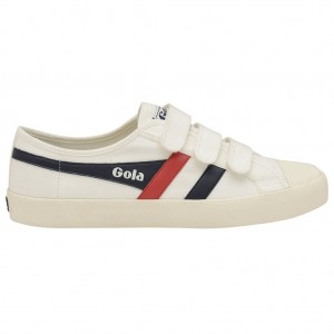 Gola Vegan Classics Coaster Strap Sneakers Blancos Azul Marino Rojos Mexico | ILJ-932754