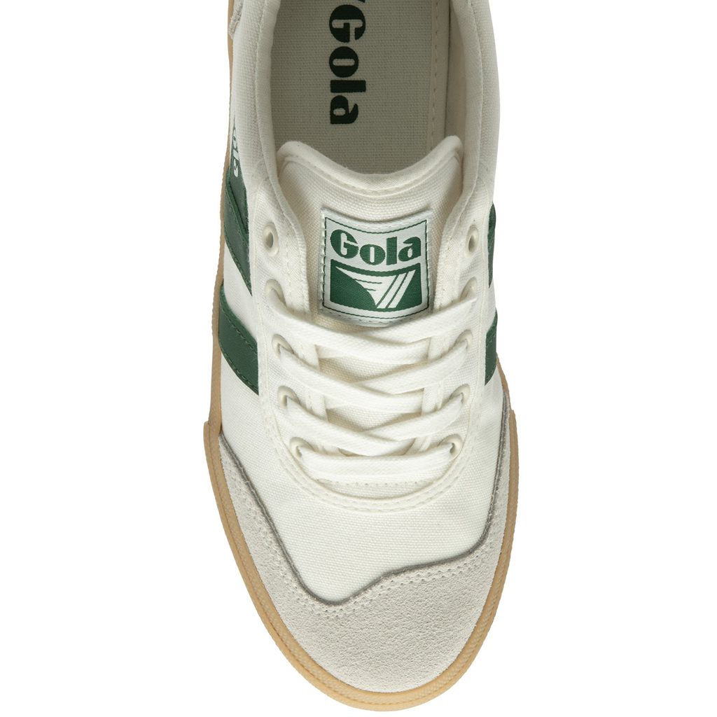 Gola Classics Badminton Plimsoll Sneakers Blancos Verdes Mexico | MKU-248176