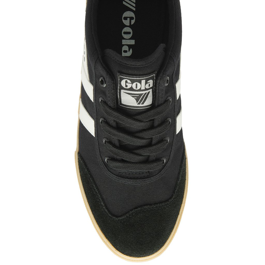 Gola Classics Badminton Plimsoll Sneakers Negros Blancos Mexico | IHN-084325