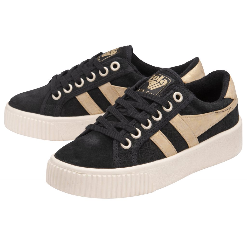 Gola Classics Baseline Mark Cox Mirror Shoes Negros Dorados Mexico | WGR-267945
