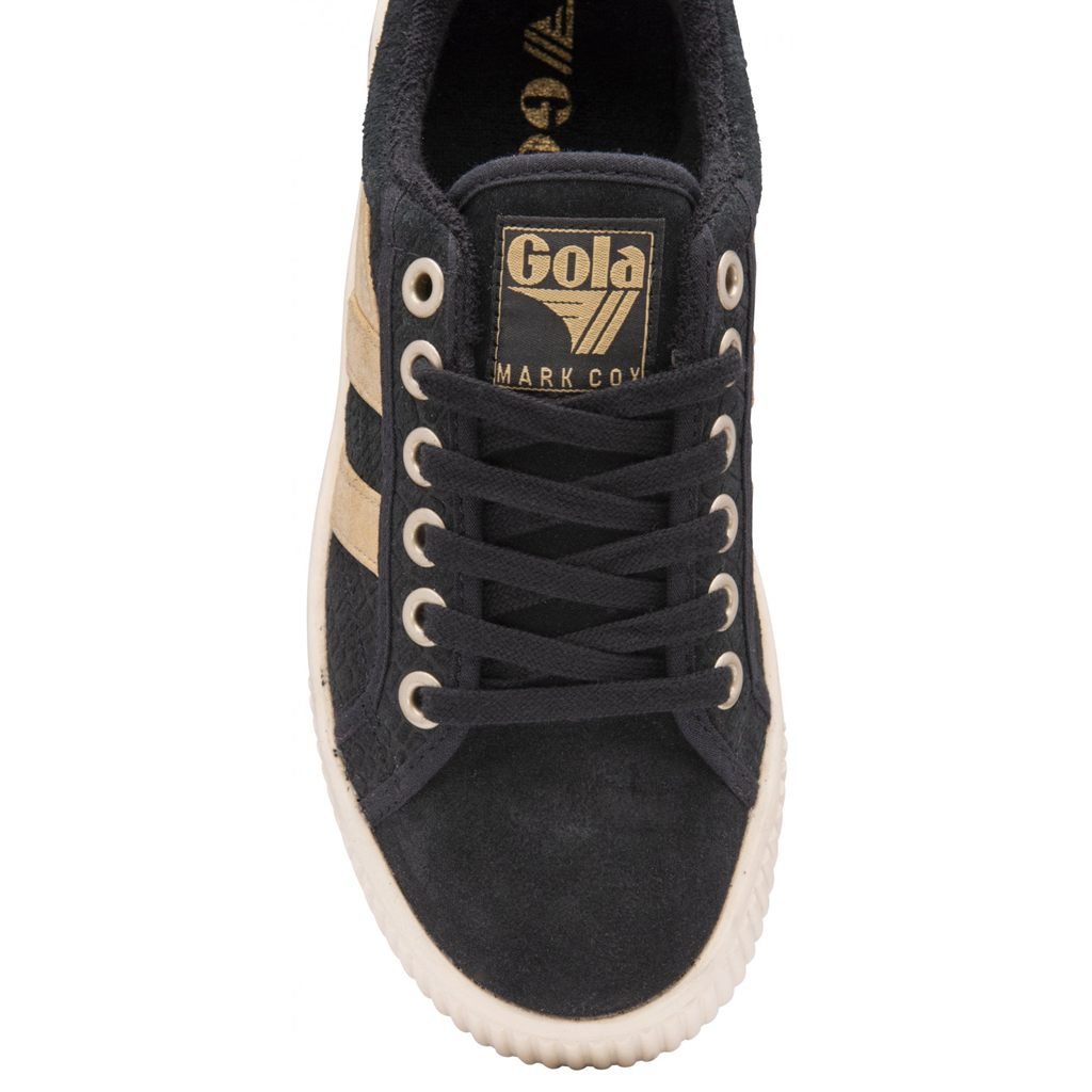 Gola Classics Baseline Mark Cox Mirror Shoes Negros Dorados Mexico | WGR-267945